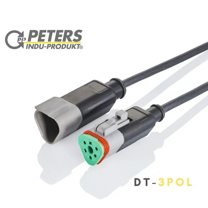 Deutsch DT 3-pin, plug and socket with overmoulded cable